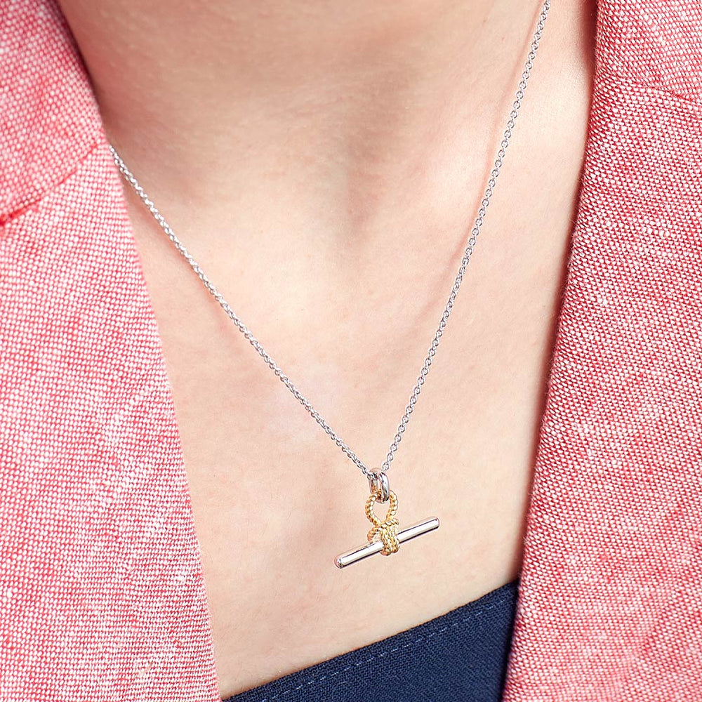 Kit Heath Silver Marina Rope Knot T - Bar Golden Necklace - MococoKit Heath91093GRP5038159168673Necklaces