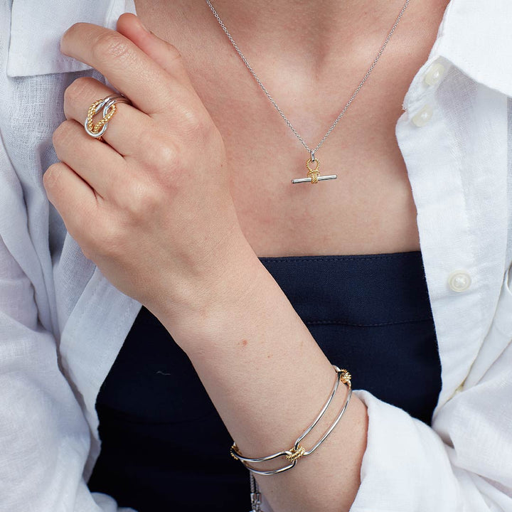 Kit Heath Silver Marina Rope Knot T - Bar Golden Necklace - MococoKit Heath91093GRP5038159168673Necklaces