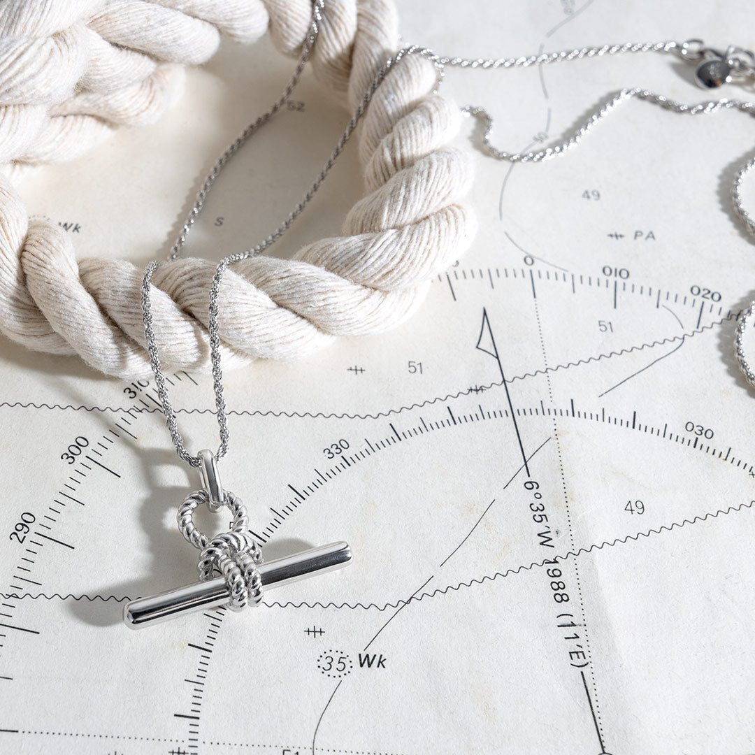 Kit Heath Silver Marina Rope Knot T - Bar Grande Necklace - MococoKit Heath91094RP5038159168680Necklaces