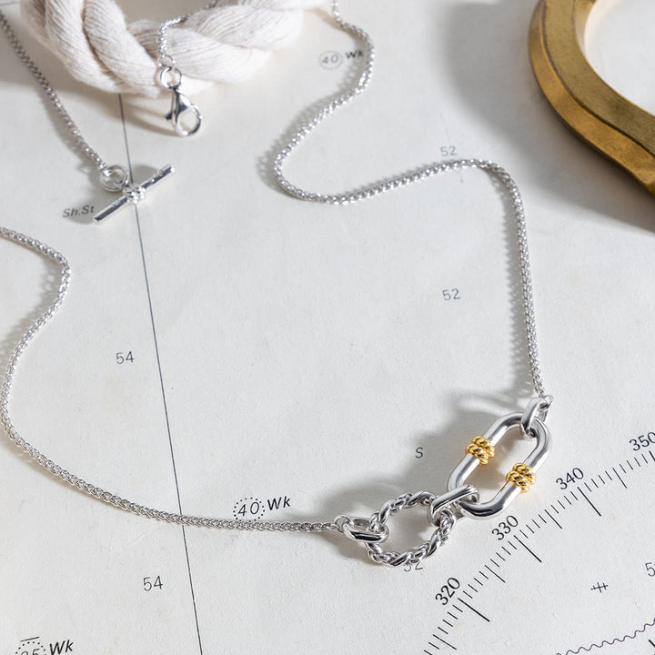 Kit Heath Silver Marina Rope Link Golden Necklace - MococoKit Heath91096GRP5038159168727Necklaces