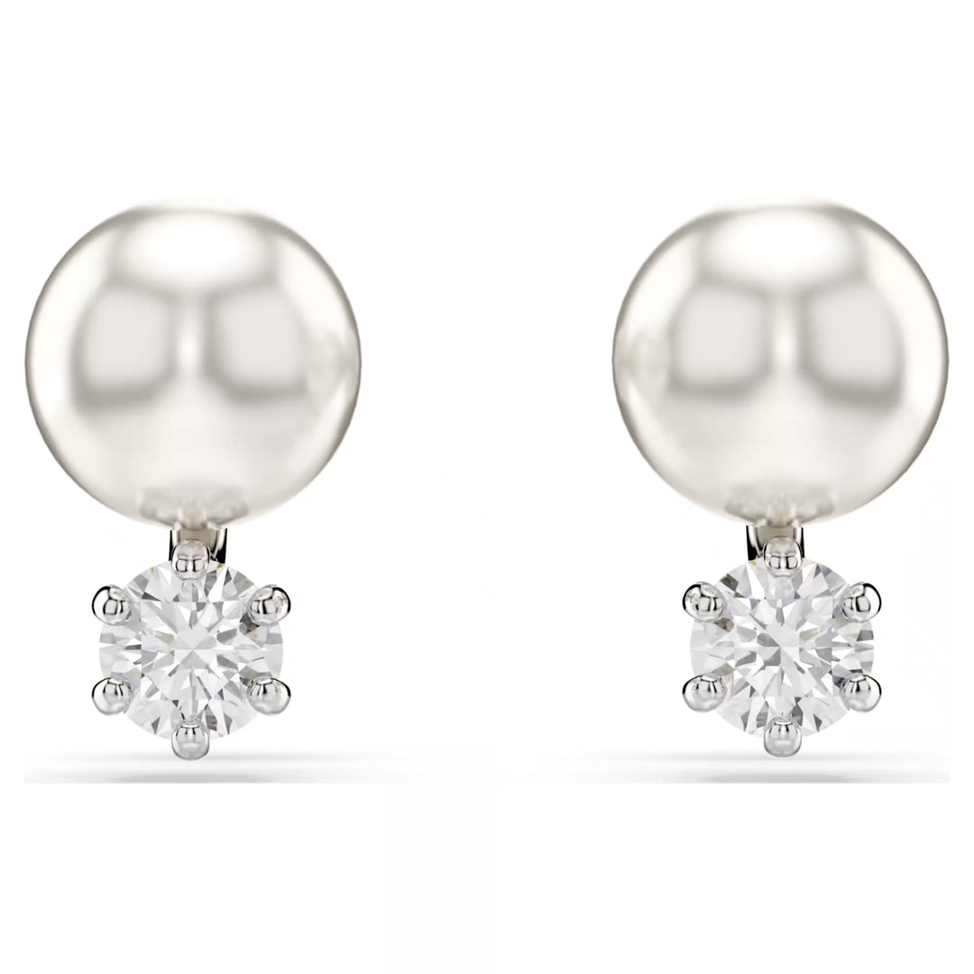 Swarovski Silver Matrix Pearl Stud Earrings