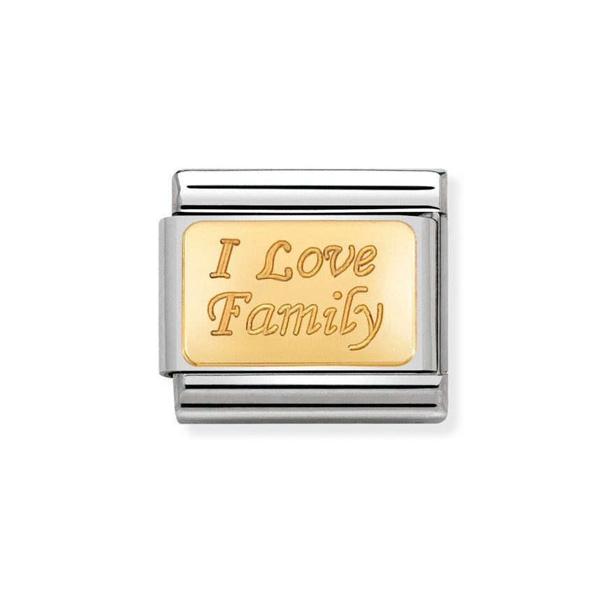 Nomination Classic 18ct Gold I Love Family Charm - MococoNomination030121/338033497429421Charms and Links