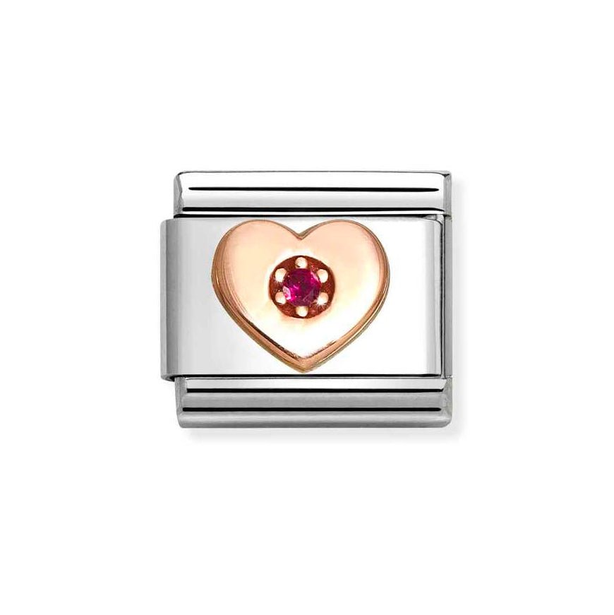 Nomination Classic 9ct Rose Gold Cz Red Stone Heart Charm - MococoNomination430305/418033497537287Charms and Links