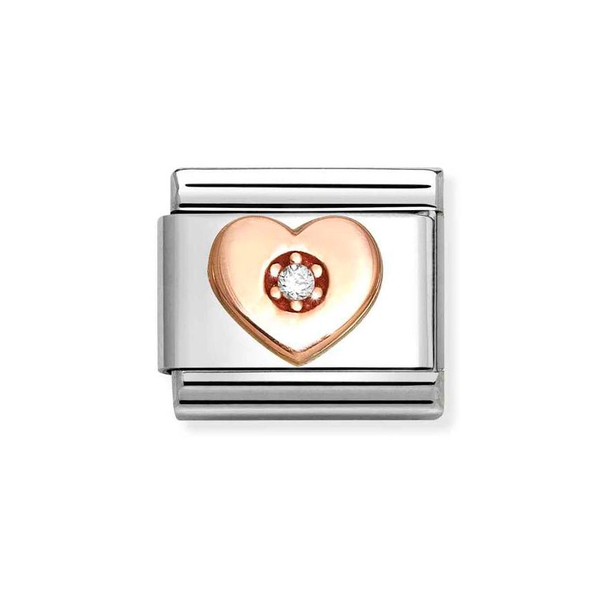 Nomination Classic 9ct Rose Gold Cz Stone Heart Charm - MococoNomination430305/398033497537263Charms and Links