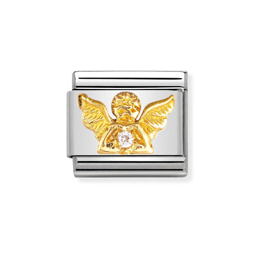 Nomination Classic Gold and White CZ Angel Charm - MococoNomination030307/238033497181602Charms and Links