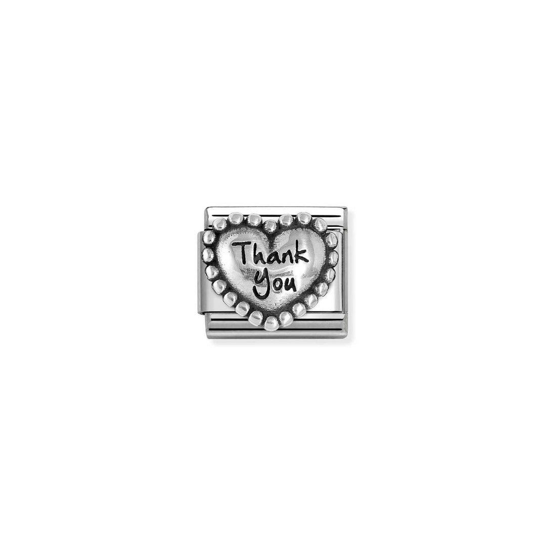 Nomination Classic Silver Thank You Beaded Heart Charm - MococoNomination330101/838033497553539Charms and Links