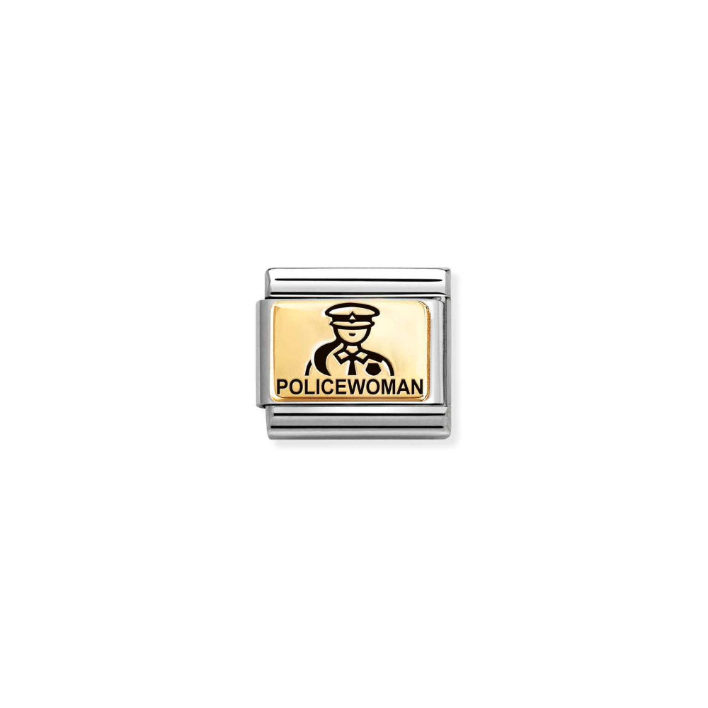 Nomination Gold Composable Classic Plates (IC) In Steel Policewoman Charm Image