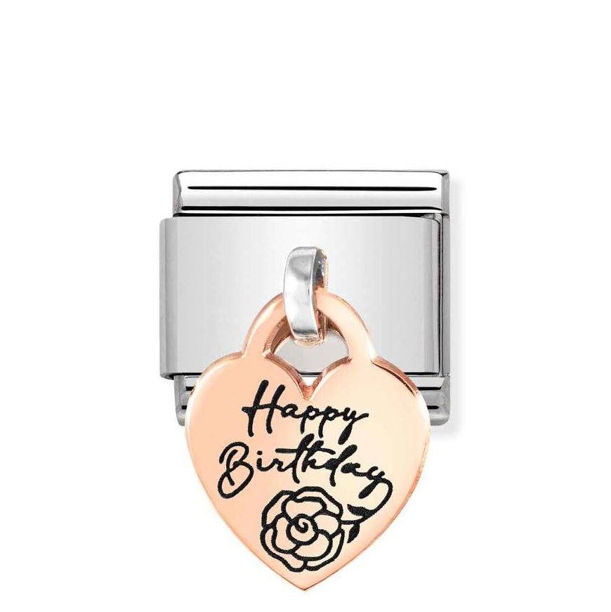 Nomination Rose Gold Classic Dangle Heart Pendant Happy Birthday Charm - MococoNomination431803/068033497528599Charms and Links