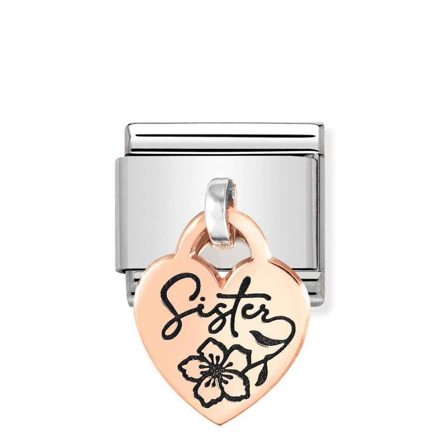 Nomination Rose Gold Classic Dangle Heart Pendant Sister Charm - MococoNomination431803/058033497528582Charms and Links