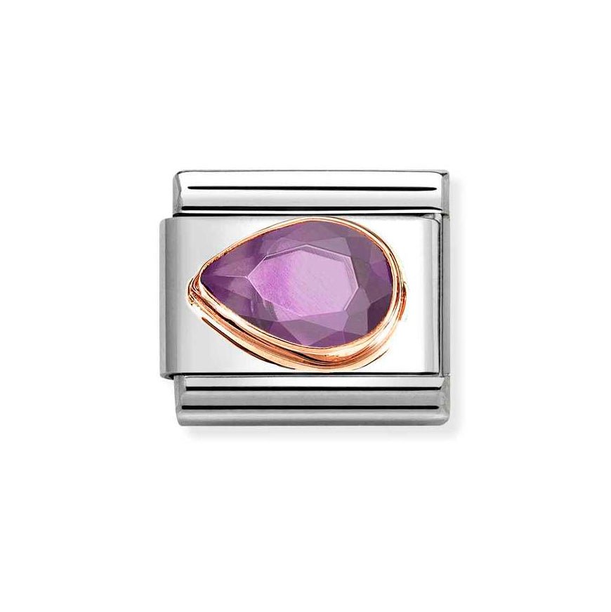 Nomination Rose Gold Classic Purple Cz Faceted Drop Left Side Charm - MococoNomination430605/0018033497537409Charms and Links
