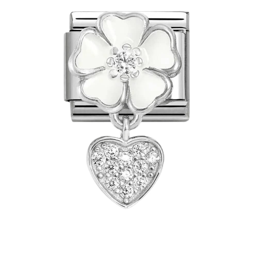 Nomination Silver Classic White Flower and Heart Charm - MococoNomination331814/04Charms and Links