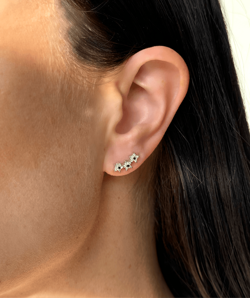 ol&co Silver Sparkling Triple Star Stud Earrings - MococoOl&CoD3542Earrings