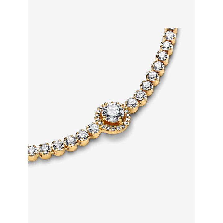 Pandora 14K Gold Plated Sparkling Halo Tennis Bracelet Image 4