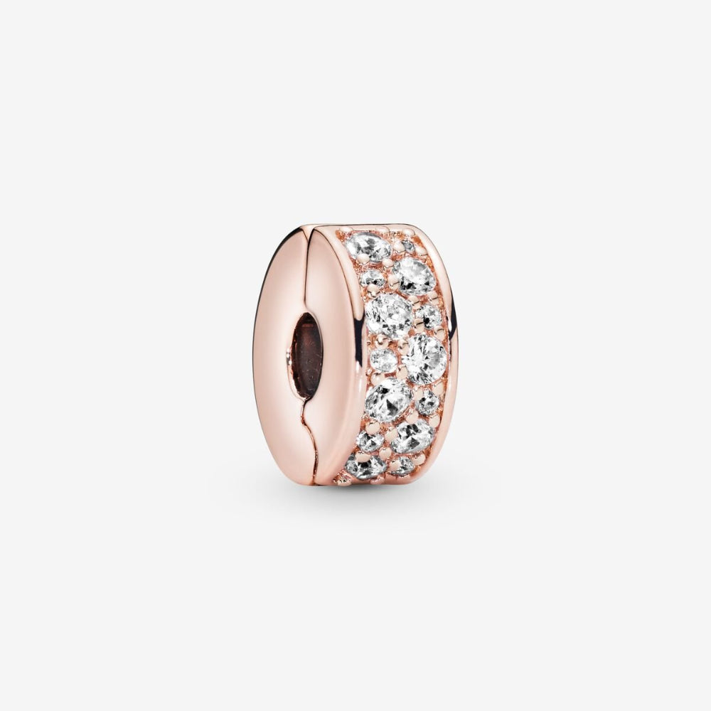 Pandora 14K Rose Gold Plated Clear Pave Clip Charm Image 1
