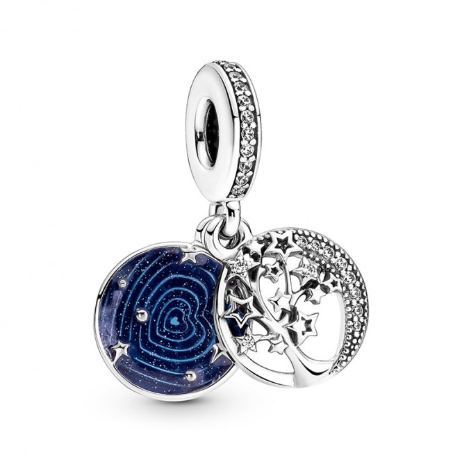 Pandora Silver Star and Moon Family Tree Dangle Charm