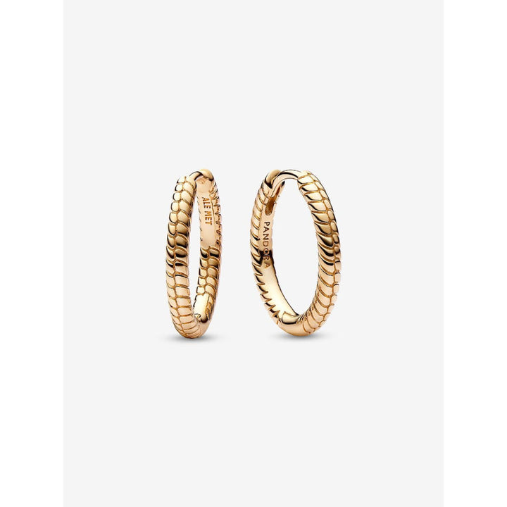 Pandora Moments 14K Gold Plated Small Charm Hoop Earrings Image 1