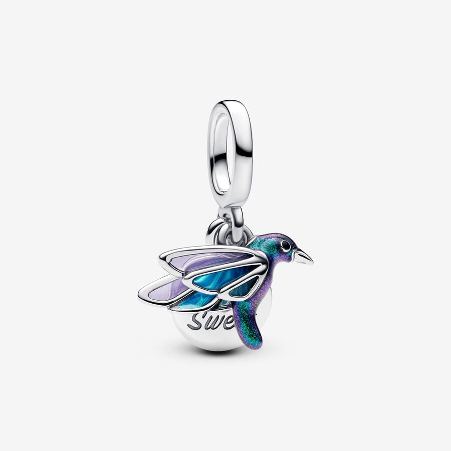 Pandora Silver Hummingbird Double Dangle Charm
