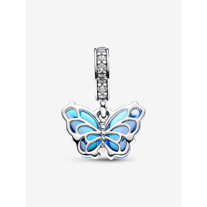 Pandora Sterling Silver Blue Murano Glass Butterfly Dangle Charm Image 4