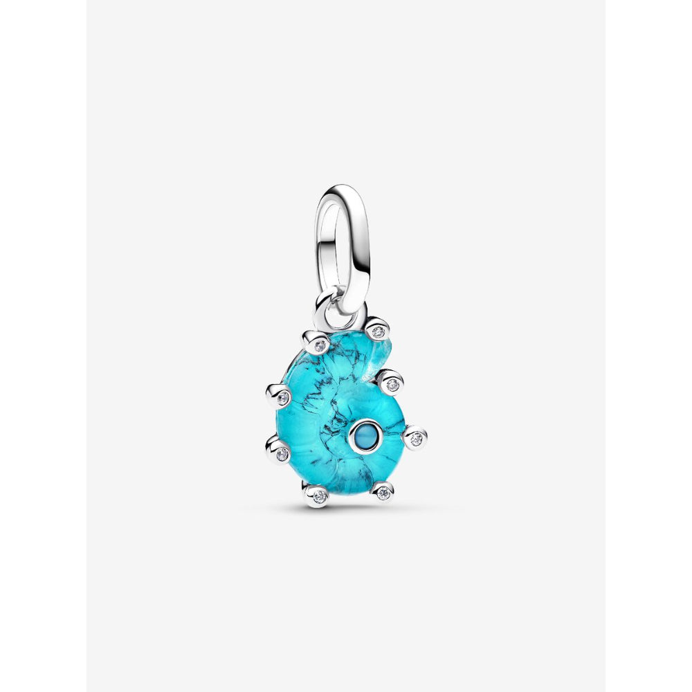 Pandora Sterling Silver Blue Murano Glass Sea Snail Dangle Charm Image 1