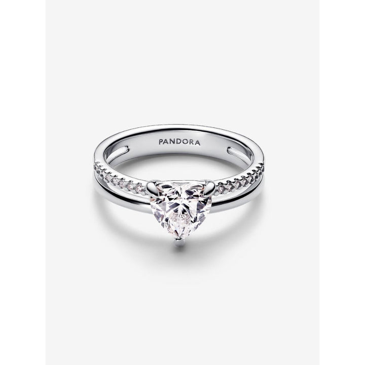 Pandora Sterling Silver Double Band Heart Ring Image 5