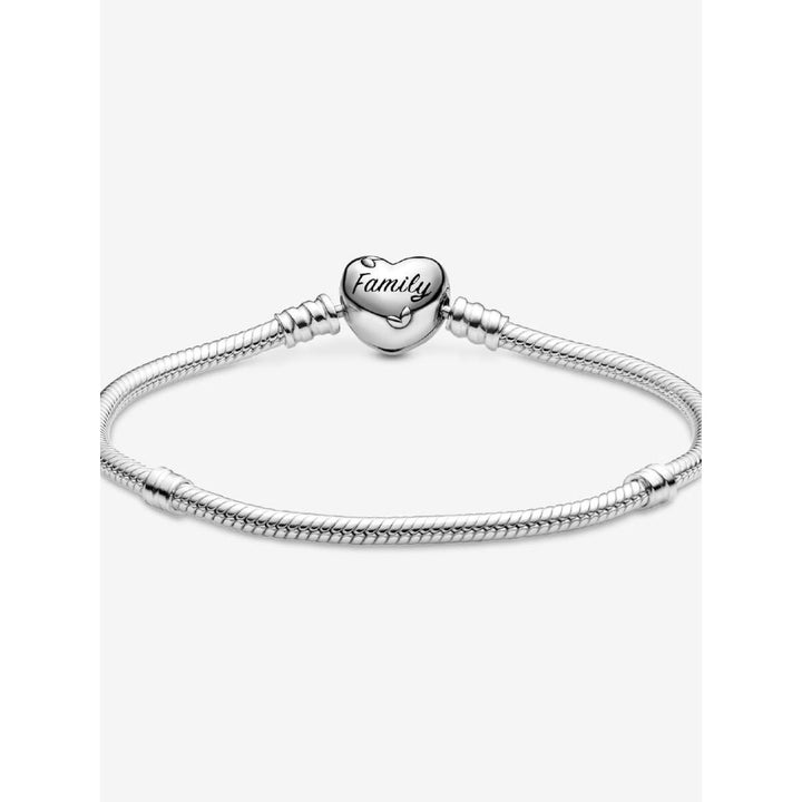 Pandora Sterling Silver Family Tree Heart Clasp Snake Chain Bracelet Image 4