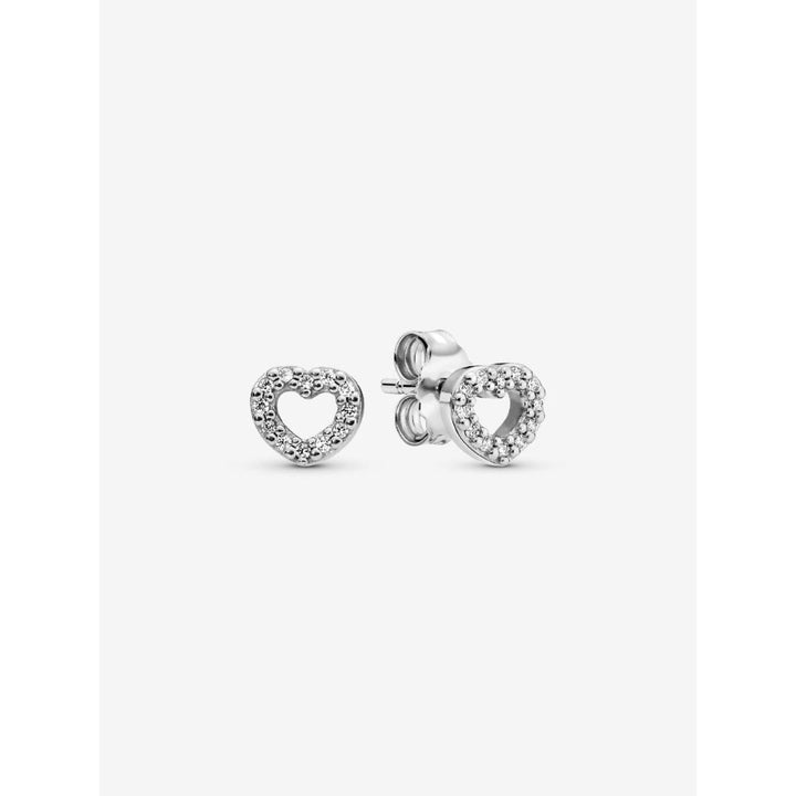 Pandora Sterling Silver Open Heart Stud Earrings Image 1