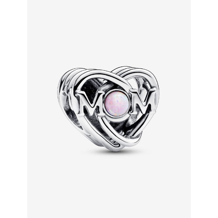 Pandora Sterling Silver Openwork Mum & Heart Charm Image 1