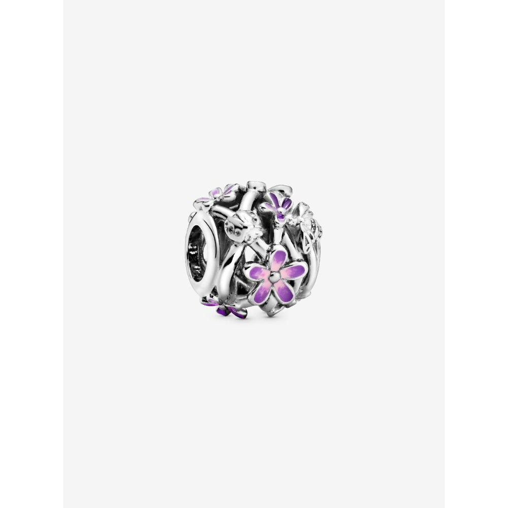 Pandora Sterling Silver Openwork Purple Daisy Charm Image 1