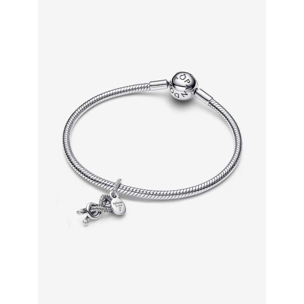 Pandora Sterling Silver Pave Infinity Knot Dangle Charm Image 5