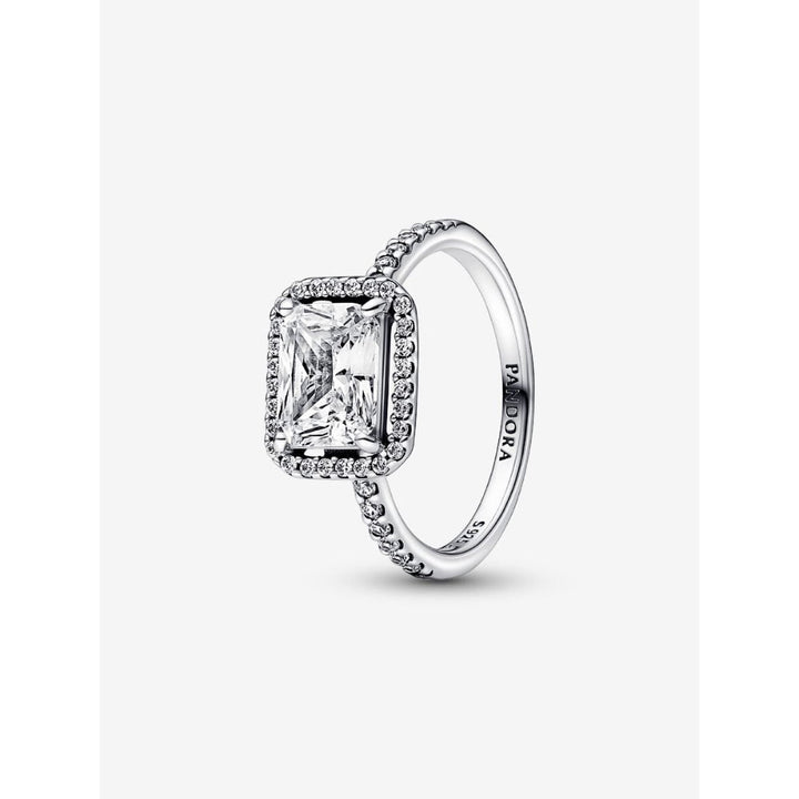 Pandora Sterling Silver Rectangular Sparkling Halo Ring Image 1