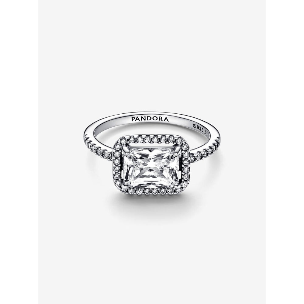 Pandora Sterling Silver Rectangular Sparkling Halo Ring Image 4