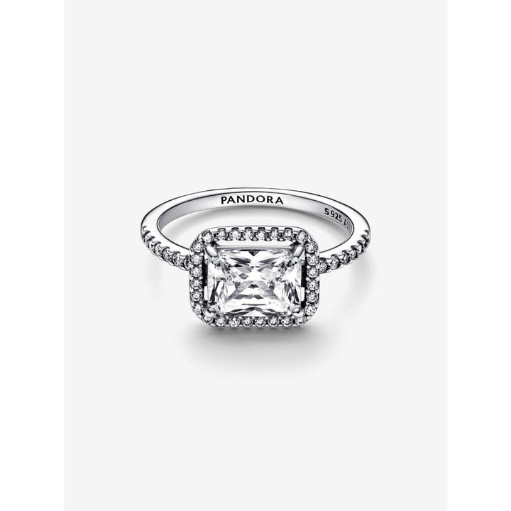 Pandora Sterling Silver Rectangular Sparkling Halo Ring Image 4