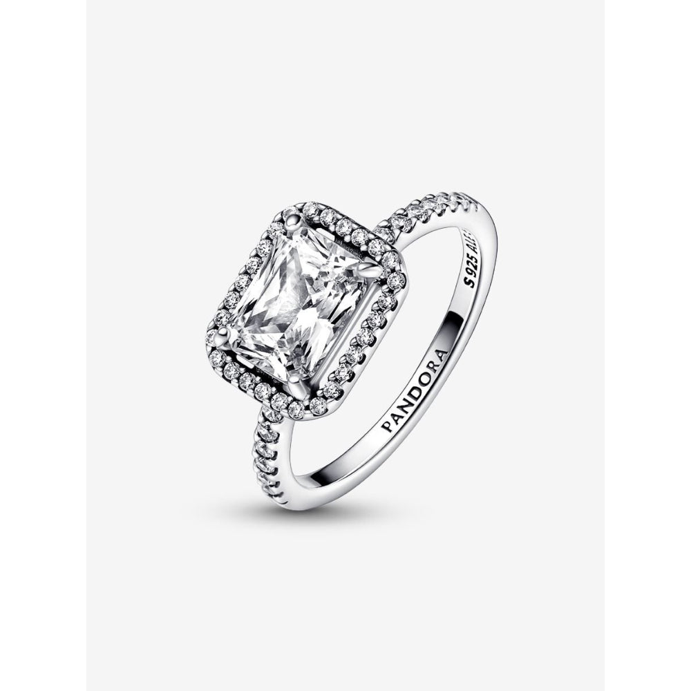 Pandora Sterling Silver Rectangular Sparkling Halo Ring Image 5
