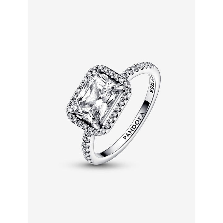 Pandora Sterling Silver Rectangular Sparkling Halo Ring Image 5
