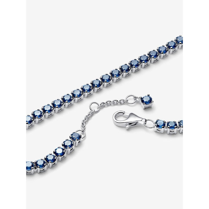 Pandora Sterling Silver Sparkling Blue Tennis Bracelet Image 5