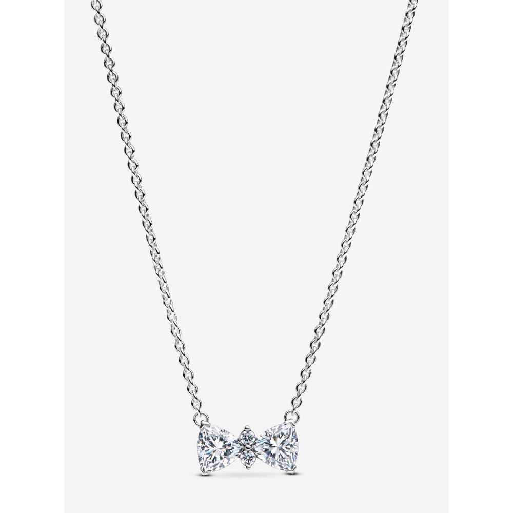 Pandora Sterling Silver Sparkling Bow Necklace Image 1