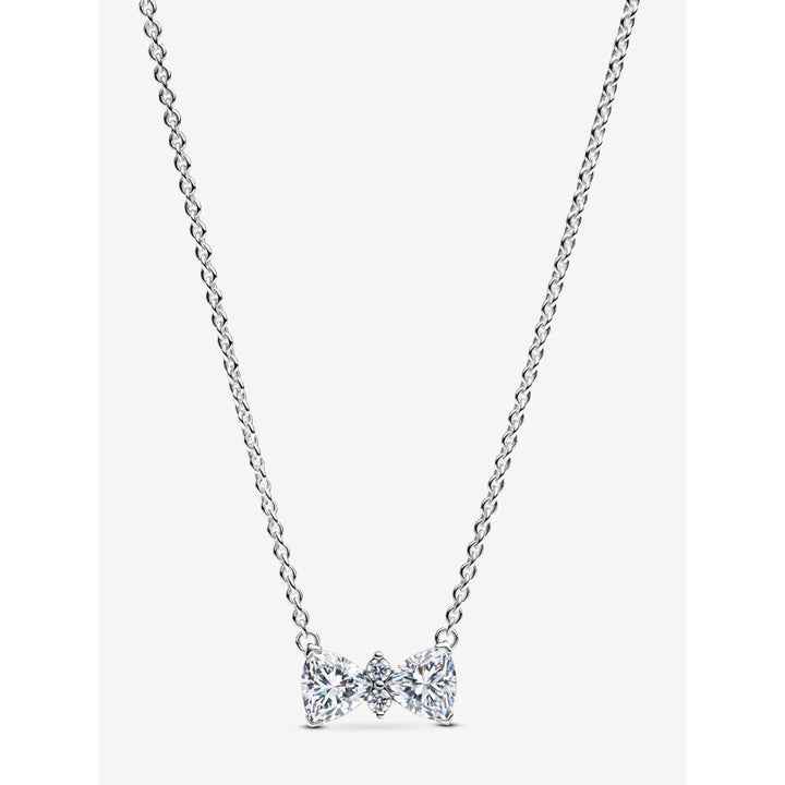 Pandora Sterling Silver Sparkling Bow Necklace Image 1