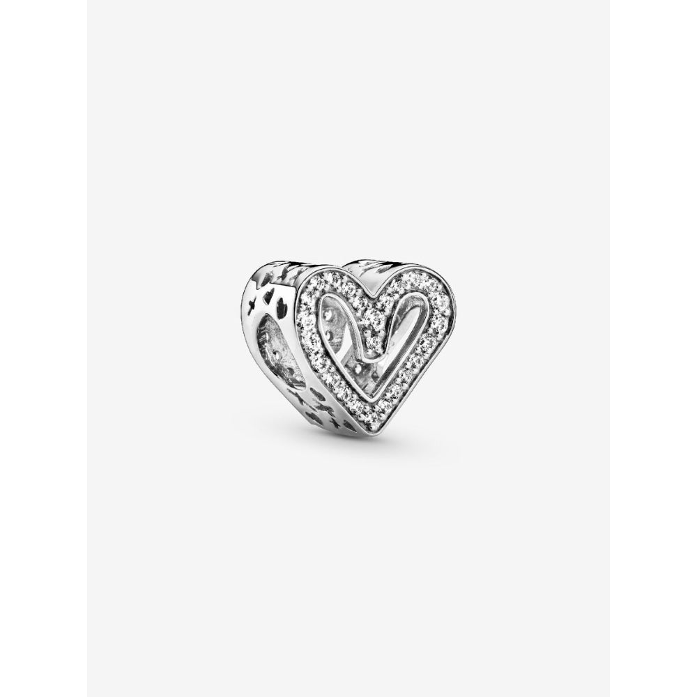 Pandora Sterling Silver Sparkling Freehand Heart Charm Image 1