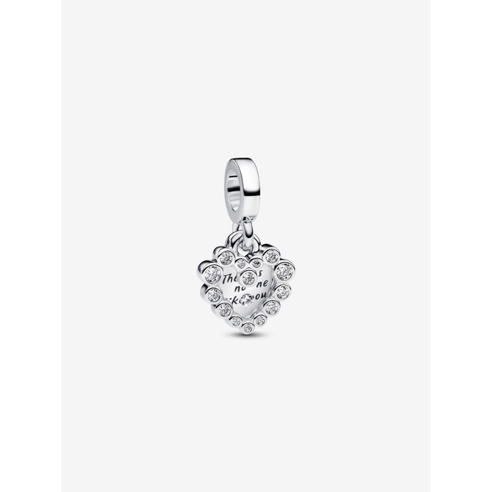 Pandora Sterling Silver Sparkling Heart Double Dangle Charm Image 1