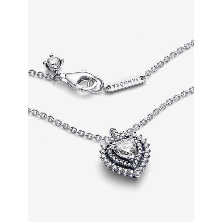 Pandora Sterling Silver Sparkling Heart Halo Pendant Necklace Image 4