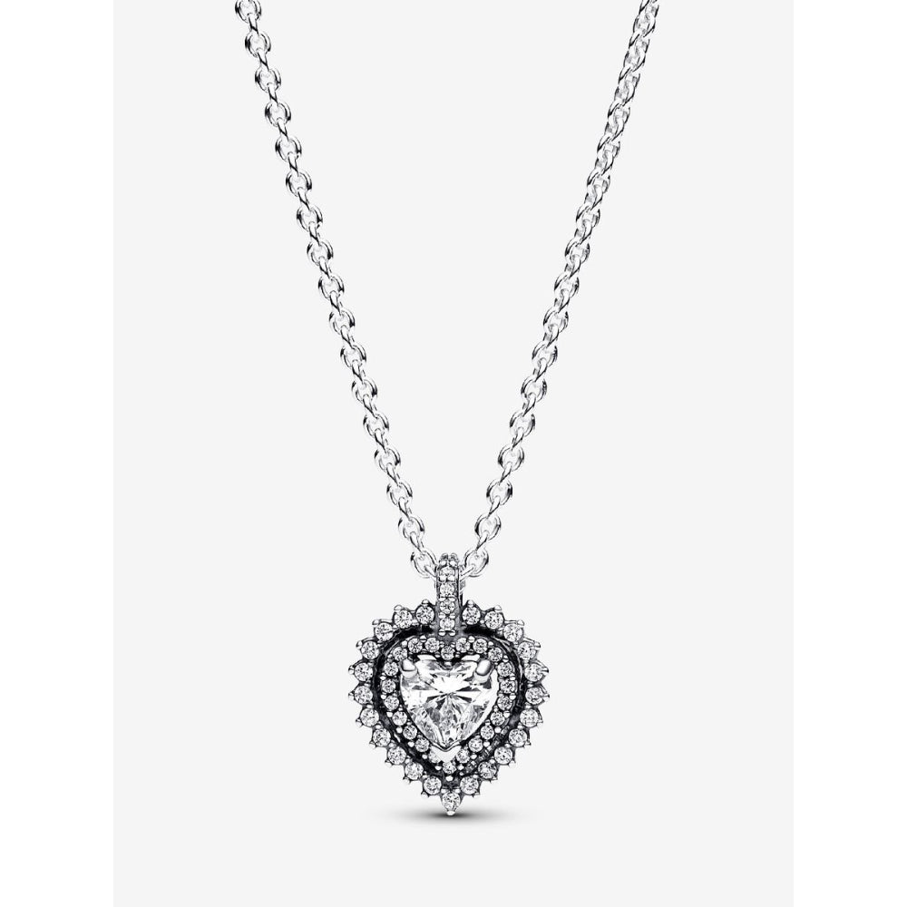 Pandora Sterling Silver Sparkling Heart Halo Pendant Necklace Image 1
