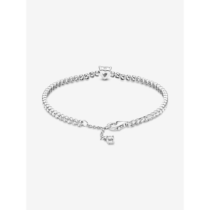 Pandora Sterling Silver Sparkling Heart Tennis Bracelet Image 3