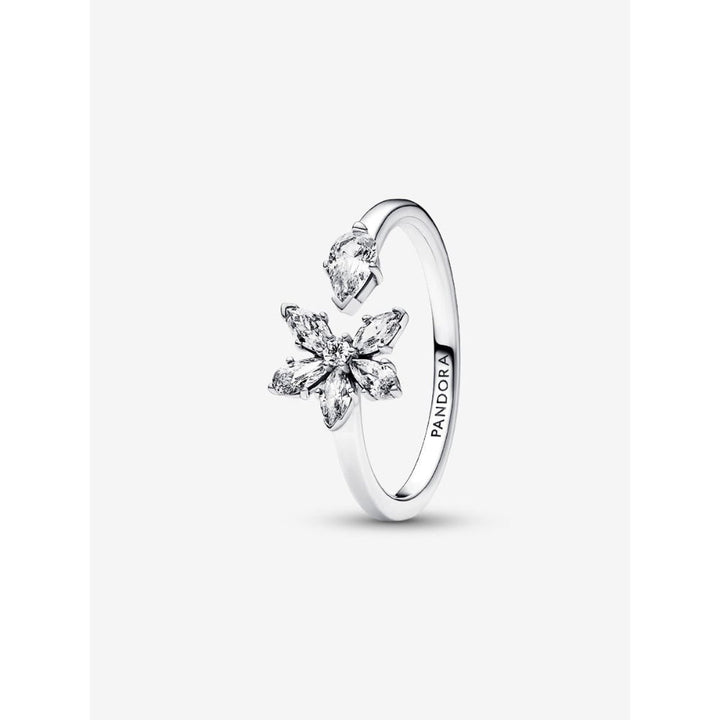 Pandora Sterling Silver Sparkling Herbarium Cluster Open Ring Image 1