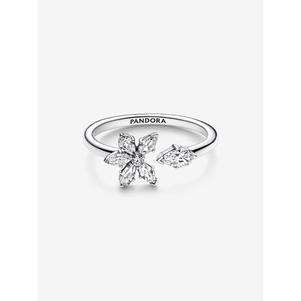 Pandora Sterling Silver Sparkling Herbarium Cluster Open Ring Image 5