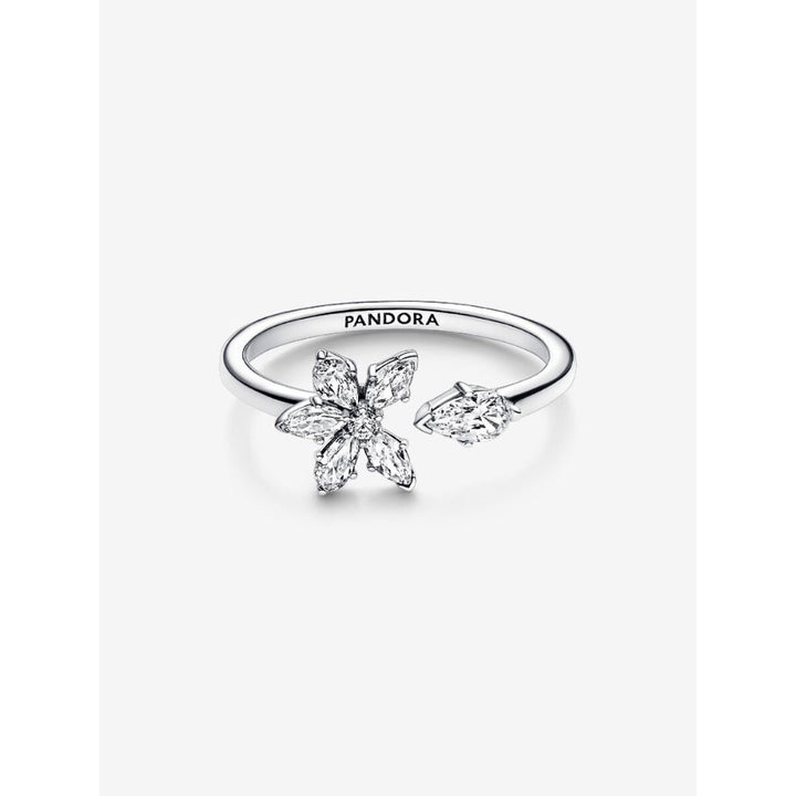 Pandora Sterling Silver Sparkling Herbarium Cluster Open Ring Image 5