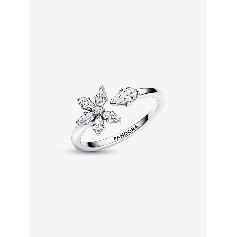 Pandora Sterling Silver Sparkling Herbarium Cluster Open Ring Image 6