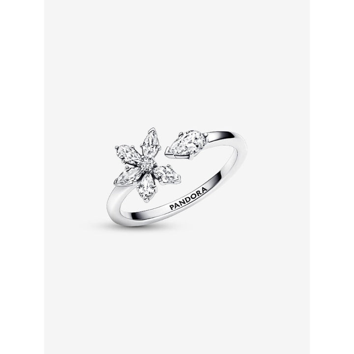 Pandora Sterling Silver Sparkling Herbarium Cluster Open Ring Image 6