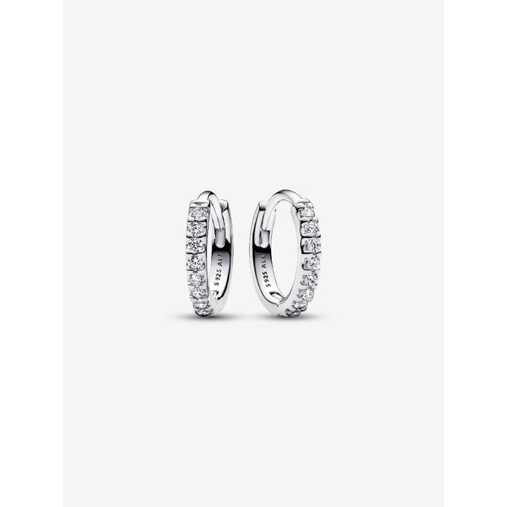 Pandora Sterling Silver Sparkling Huggie Hoop Earrings Image 1