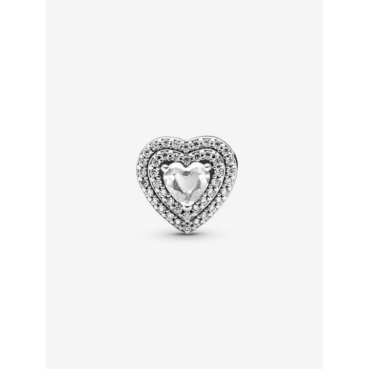 Pandora Sterling Silver Sparkling Levelled Hearts Charm Image 1