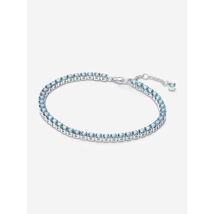 Pandora Sterling Silver Sparkling Light Blue Tennis Bracelet Image 1